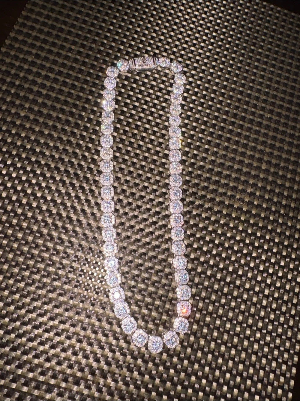 Moissanite Link Necklace in Silver